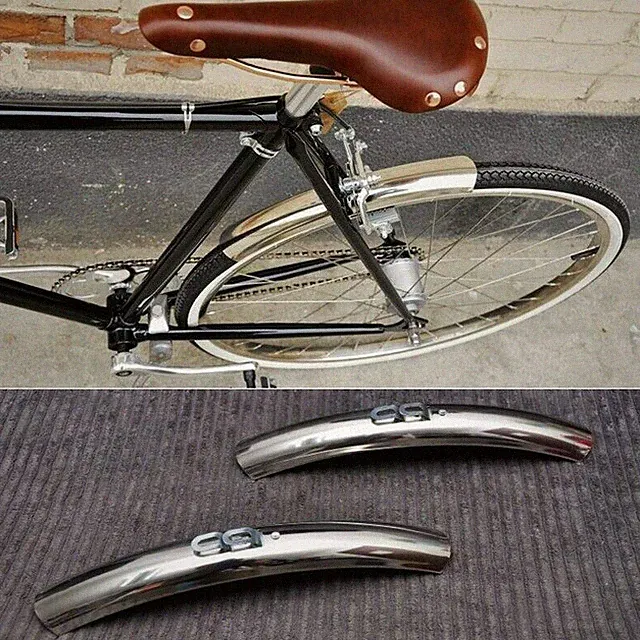 1 Double Road Bike Mudguard 700c 27 inch Riding Front And Rear Mudguard Silver~