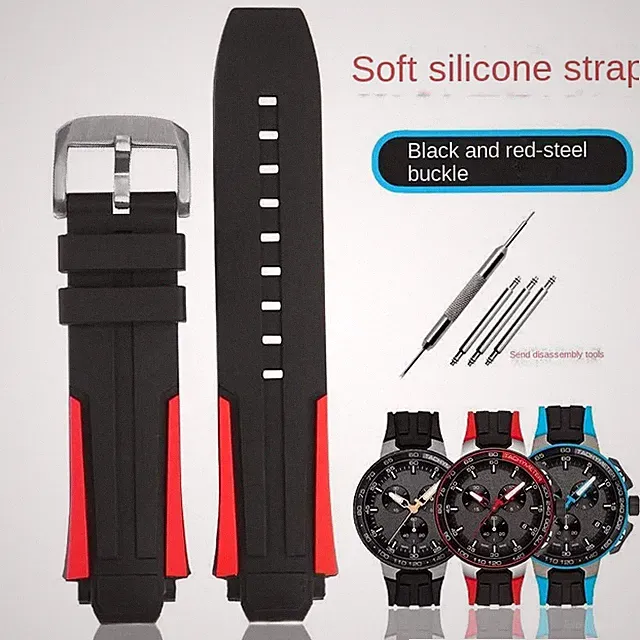 18mm Silicone Band for Tissot 1853 Bicycle Racing T111.417 Waterproof Tool