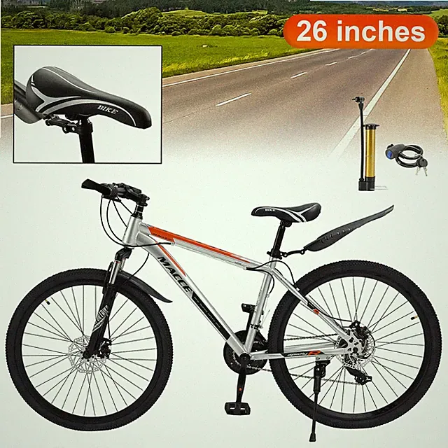 26" wheels 27 speed double disc brake mountain bike MTB fit for adults Silver A7