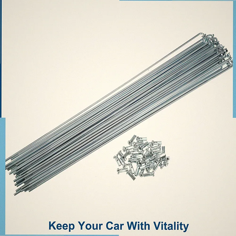 36 Pcs 14G J Bend 260mm x 2mm Bike Bicycle Spokes with Nipples Steel Silver Tone
