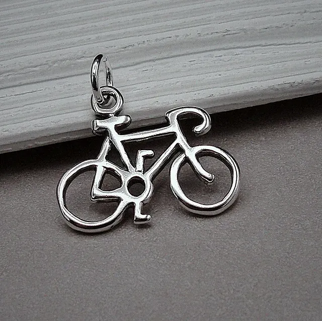 925 Sterling Silver Bicycle Charm - Bike Charm - Bicycle Pendant - Cyclist Charm