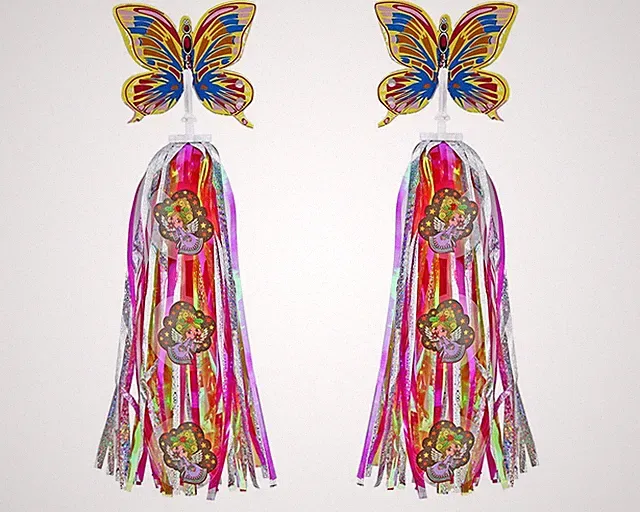 Angel Queen Cartoon Multi-Color Bicycle Handlebar Streamers w/Butterfly Topper.