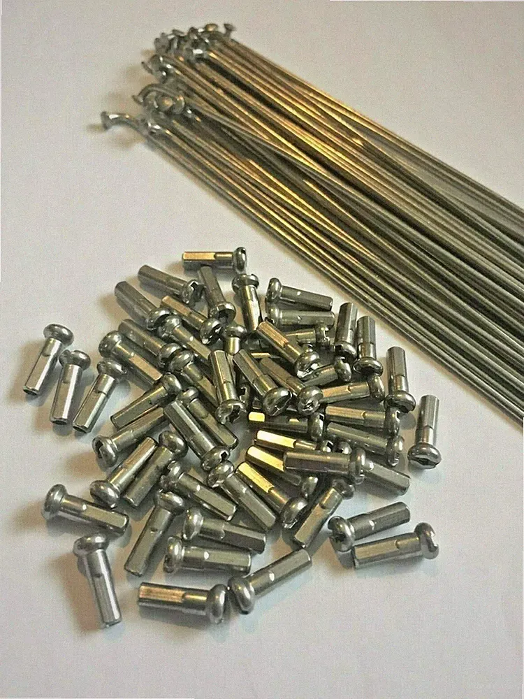 Bicycle Spokes & Nipples - 14G Stainless Steel - SILVER (CHOOSE YOUR LENGTH)