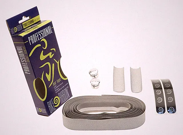 Bike Ribbon Professional Handlebar Tape Foam Silver Weave Faux-Carbon NEW NOS