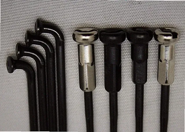 BLACK E-Bike J-Bend SINGLE BUTTED 12/13g stainless bicycle spokes w/ nipples