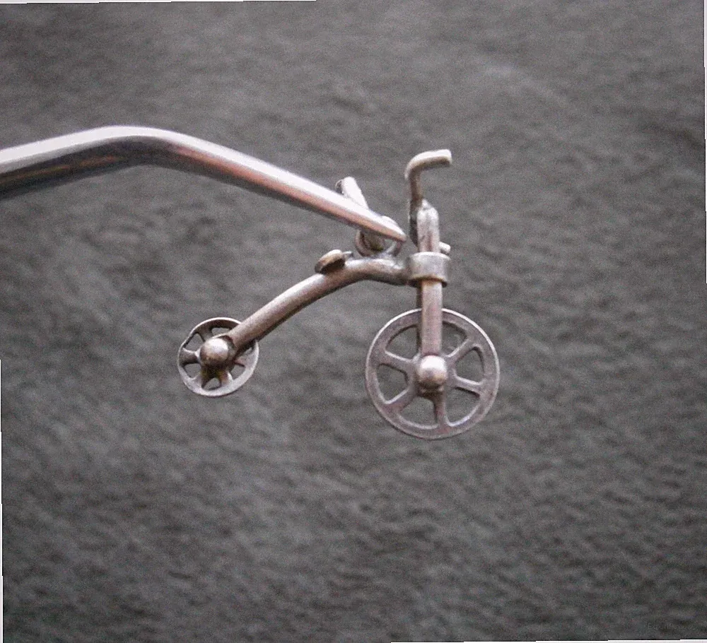 Early Balance Bike Hobby Horse Bicycle Vintage Sterling Silver Bracelet Charm 1g