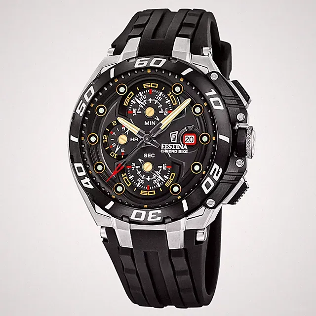 Festina Gents Chrono Bike Black 46mm Silicone Strap Sports Watch F20755-8
