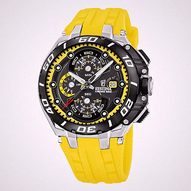 Festina Gents Chrono Bike Yellow 46mm Silicone Strap Sports Watch F20755-5