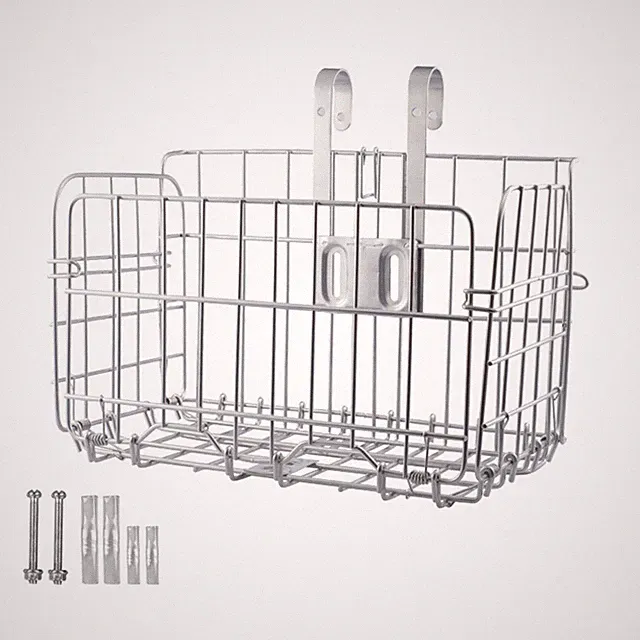 Folding Front Rear Bike Basket Fold-Up Wire Detchable Storage Hanging Carrier