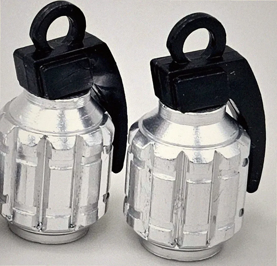 GRENADE SILVER Kustom Kapz 2PC VALVE CAPS beach cruiser bmx racing kids bicycle