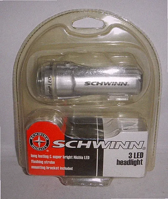 NIP Schwinn Bike Bicycle 3 LED Flashing Strobe Headlight Head Light SW75348