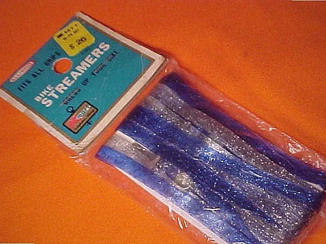 NOS Blue Glitter Silver Vintage Bicycle Streamers Schwinn Huffy AMF Sears Ross