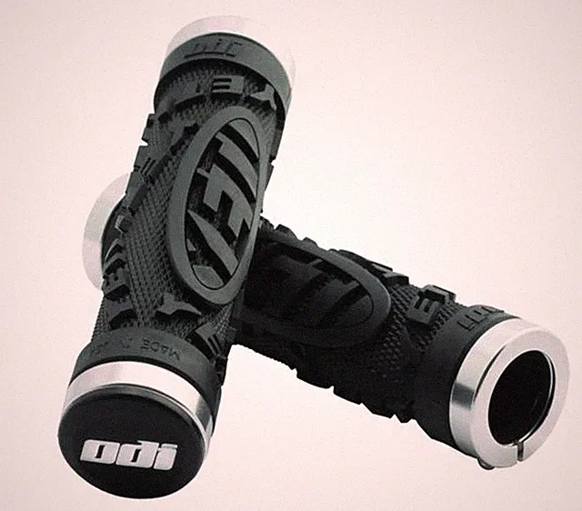 ODI YETI LOCK-ON MTB MOUNTAIN BICYCLE GRIPS BONUS PACK SILVER LOCKING COLLARS