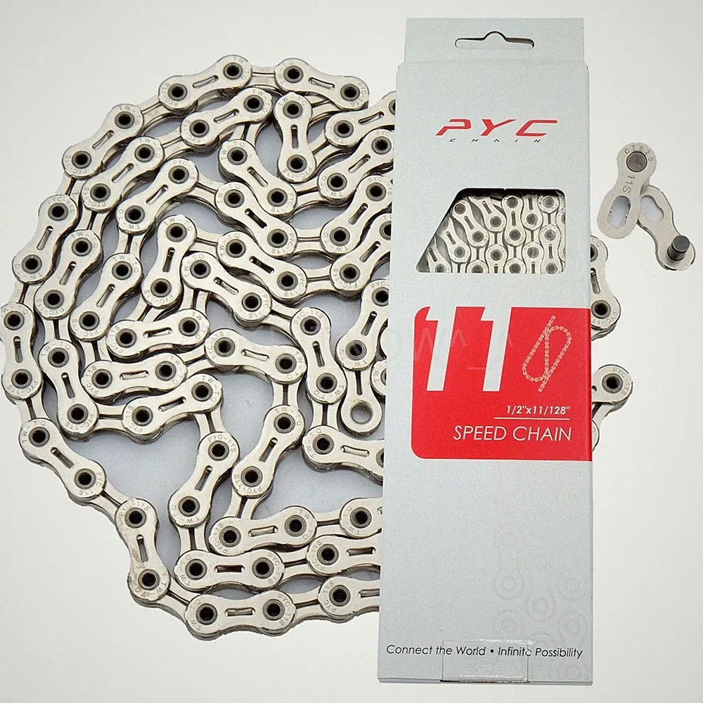 PYC Hollow Ultralight Road MTB CX Gravel Bicycle Bike 11 Speed Chain 116L Silver