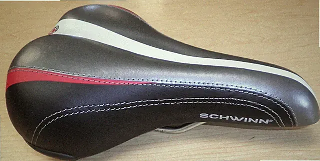 SCHWINN BLACK/RED/SILVER BICYCLE SEAT/SADDLE PARTS 312-2