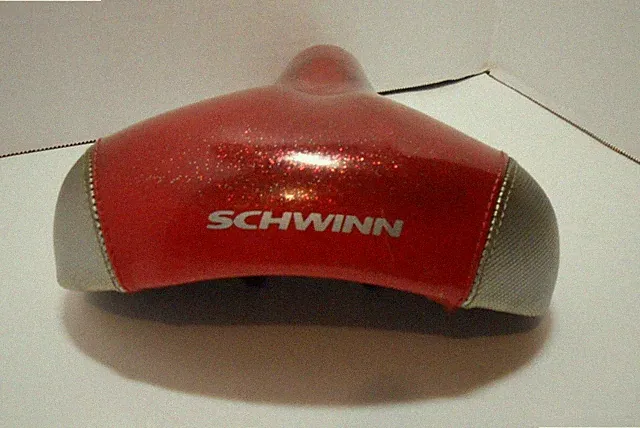 Schwinn Viscount Padded Bicycle Seat Medium Red & Silver Sparkle Metal Flake