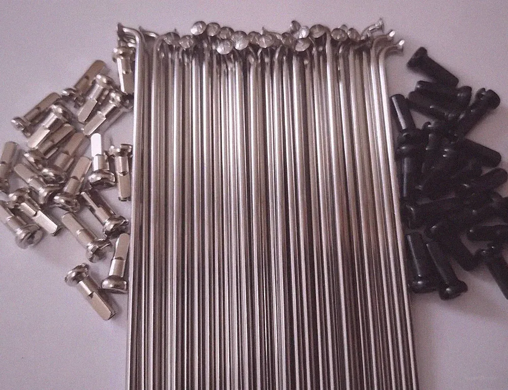 SILVER J-Bend 15g(1.8) custom length Stainless Bicycle spokes with Brass nipples