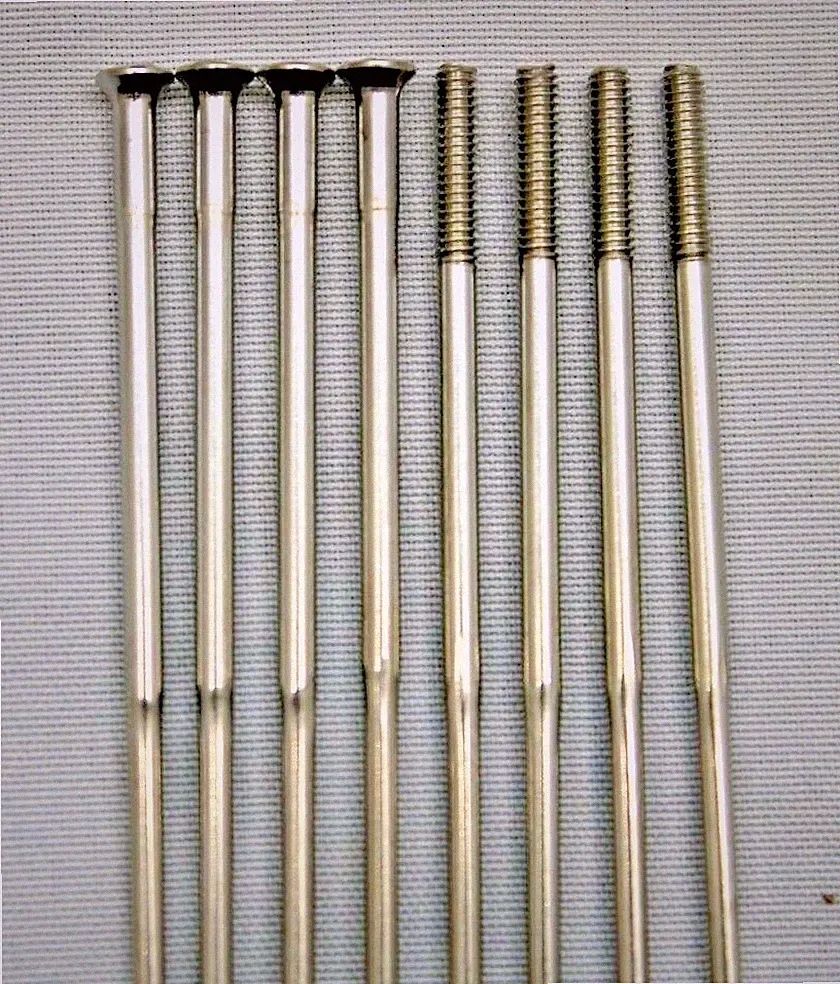 SILVER STRAIGHT PULL STAINLESS DB 14g (2.0/1.7) bicycle spokes w/o nipples