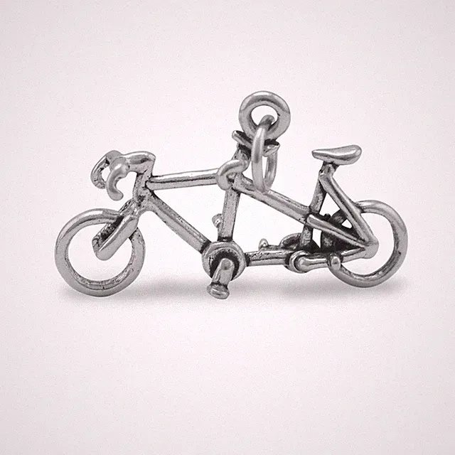 Sterling Silver Oxidized Tandem Bicycle Charm