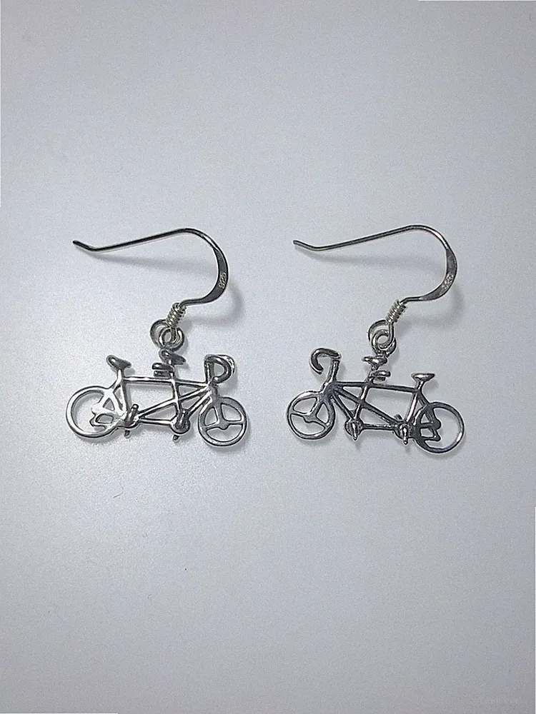 Sterling Silver Tandem Bicycle Wire Earrings