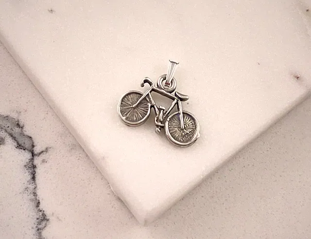 Vintage 925 Sterling Silver Bicycle Charm Pendant