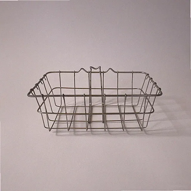 Vintage metal bike basket - new old stock (NOS) galvanized steel with hardware