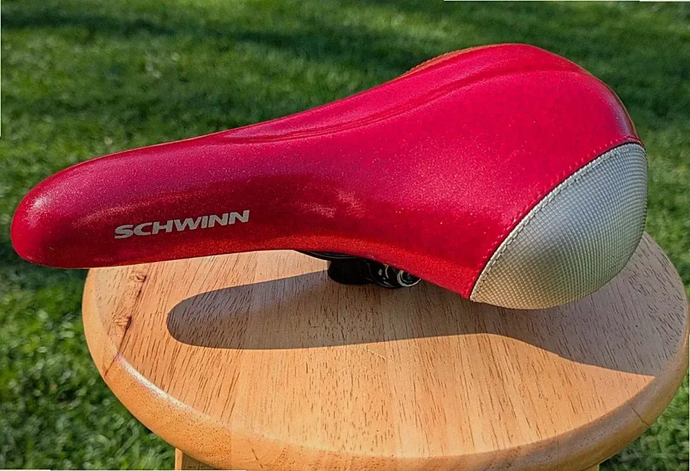 Vintage Schwinn Red Bicycle Seat Saddle Metallic Comfort Bike Saddle Cruiser