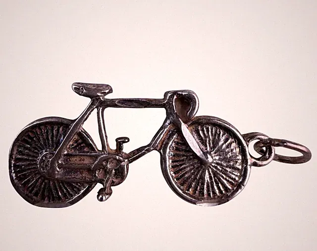 Vintage Sterling Silver Bicycle Charm With Movable Parts 925 Plata Pendant Detai