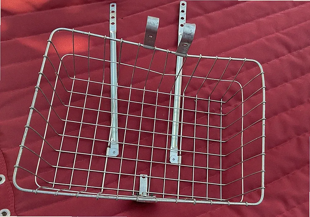 Wald Bicycle Large Front Grocery Basket 18x13x 7.5 Silver Color W/reflector ￼