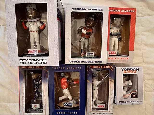 Yordan Alvarez Lot Of 7 Bobbleheads: Bat Flip Cycle ROY Silver Card City Connect