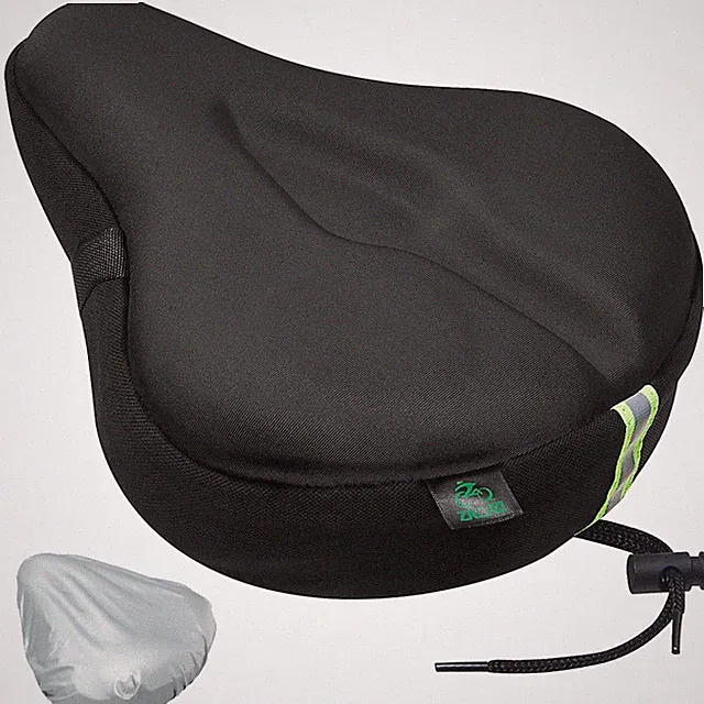 Zacro Bike Seat Cushion - Gel Padded Black(silver waterproof cover)